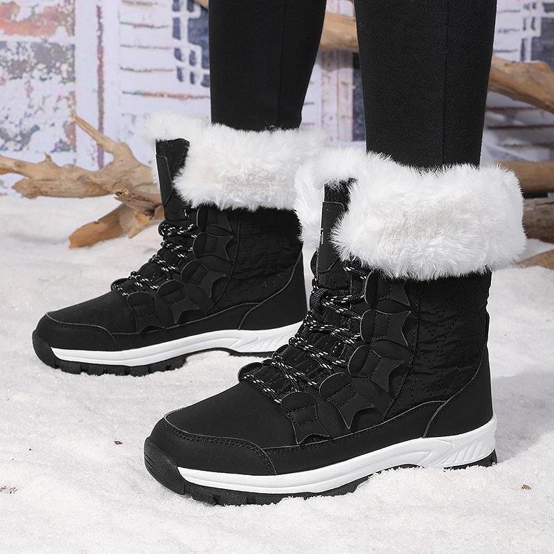 Snow Boots Winter New Velvet Thickened High-top Women's Boots Warm Cotton Shoes Non-slip Hiking Shoes Women