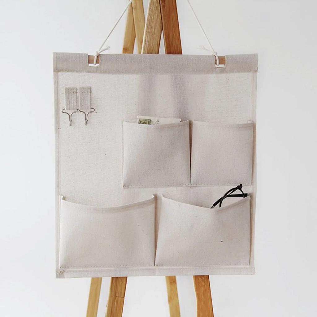 4/7 Pockets Cotton Wall Hanging Storage Bag Multilayer Closet Door Closet Storage Bag Organizer Home Cosmetics Toys