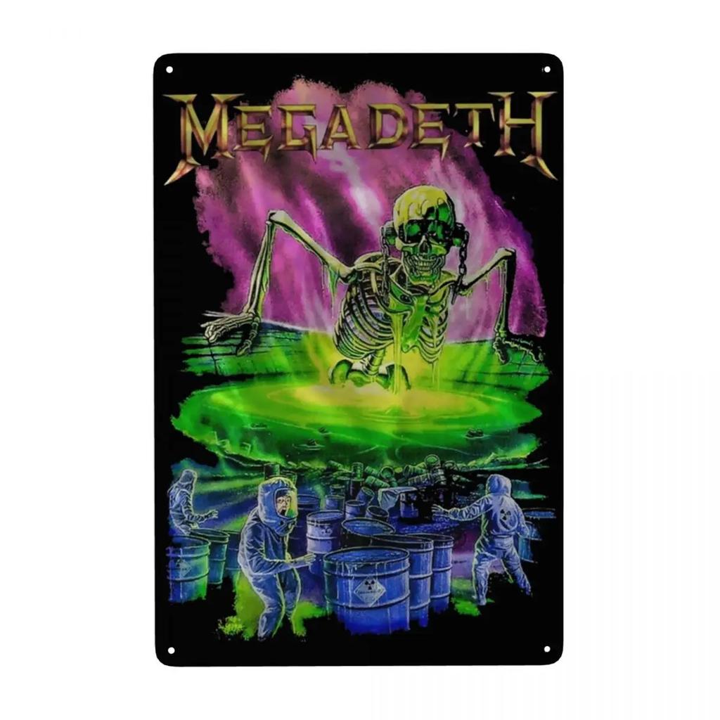 Megadeths Skull Metal Tin Sign Custom Retro Heavy Metal Band Plaque for Pub Cafe Yard Man Cave Bar Home Decor