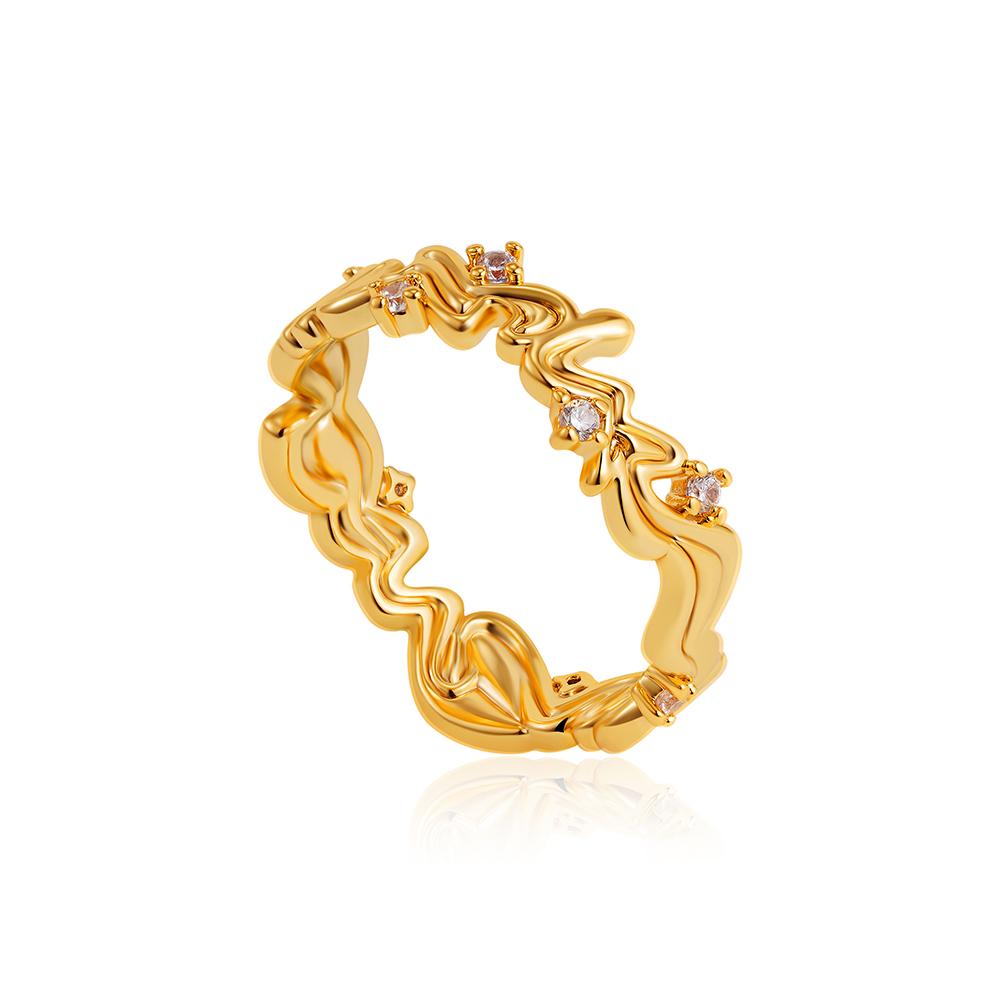 Vintage Aesthetics Twisted Round Circle Wedding Ring for Women Personality Senior Minimalist 18K Gold Plated Zircon Ring Bijoux size 6