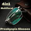 Progressive Multi Focal Distance Dual-Use Intelligent Reading Glasses Foldable Box Metal Frame Anti Blue Light Reading Glasses