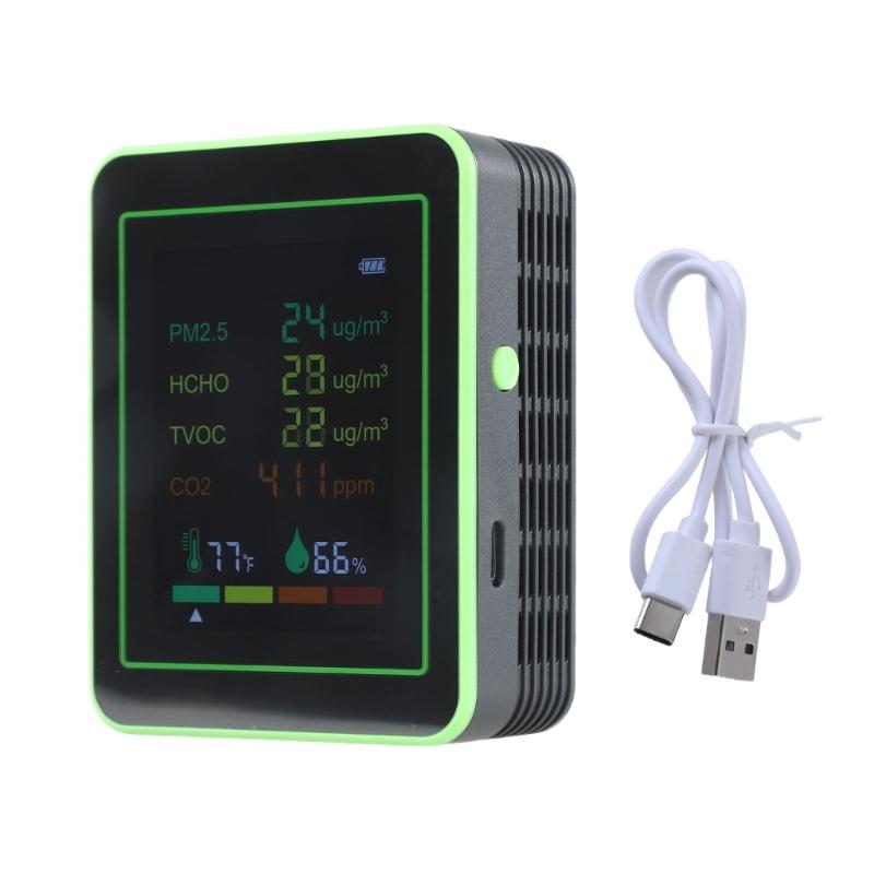 Easy to Use Indoor Accurate Air Quality Monitoring Analysis CO2, Temperature, Humidity, TVOC, Formaldehyde, HCHO Level