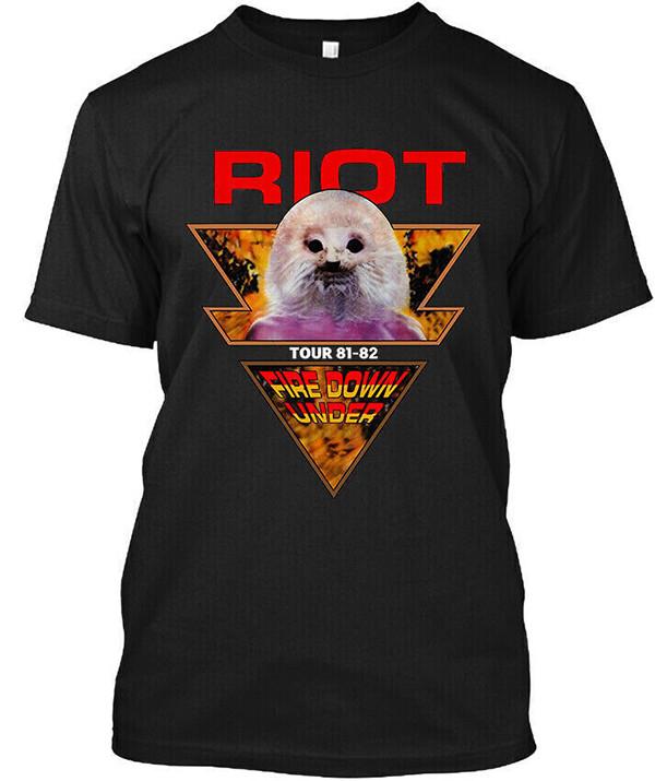 NWT Riot V Fire Down Under Tour 81-82 American Heavy Metal T-Shirt Size S-5XL Unisex T-Shirt XXXL