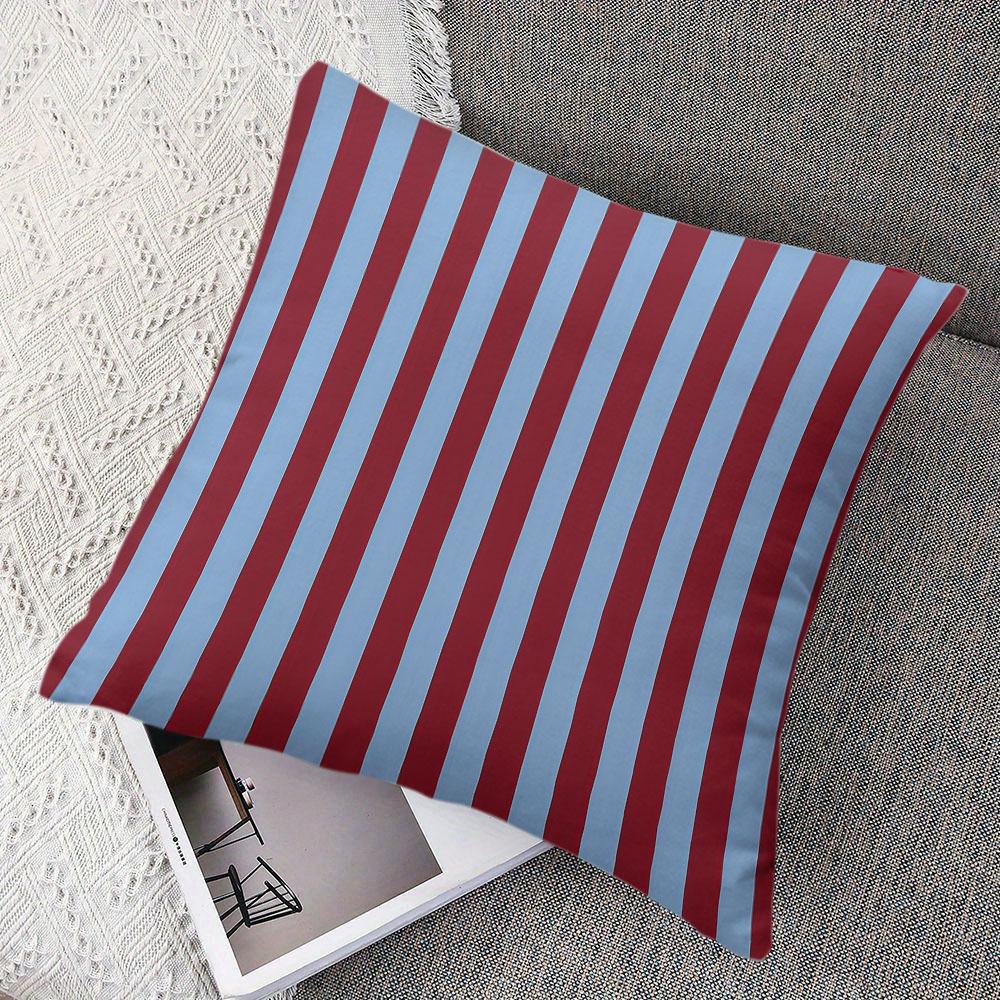 Burgundy Light Blue Vertical Stripe Square Jacquard Pillow Cover for Sofa Office Waist Cushion Cover Home Decorative Pillowcase