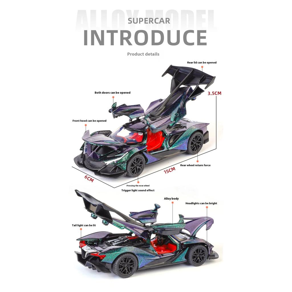 1/32 Apollo IE Miniature Alloy Diecast Model Car Metal Sound & Light Mini Ornament Decoration High Simulation Collection Present