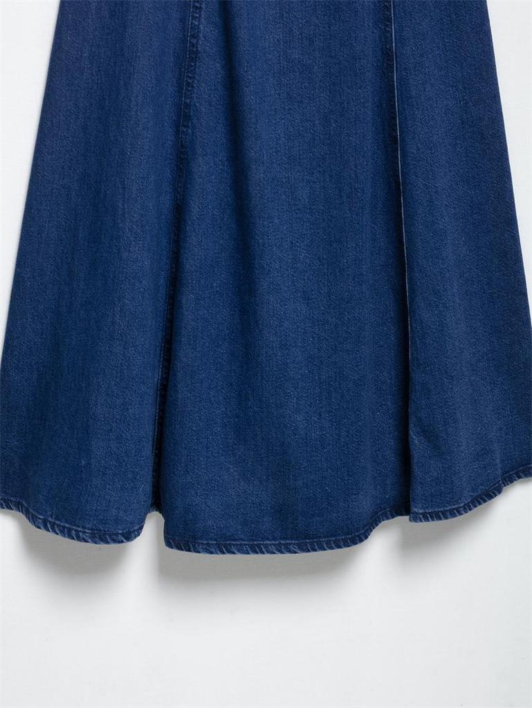 Elegant Summer Denim Midi Spaghetti Strap Dress for Women