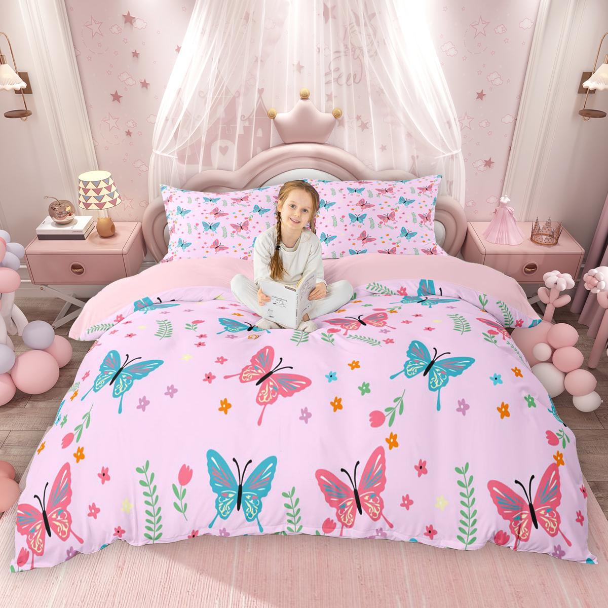 

Comforter Homewish Chic Butterfly For Girls Spring Garden Flower Set Wild Animal Floral Bedding Set Comforter (quilt)-EU Single(135*200cm)3pcs