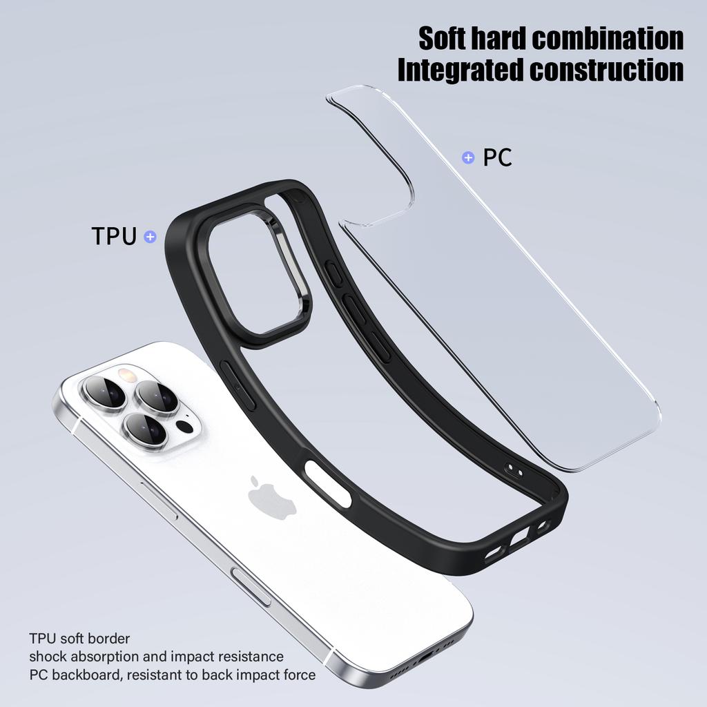 IPAKY Für iPhone 16 Pro Klare Handyhülle TPU+PC Anti-Fingerabdruck Rückseite