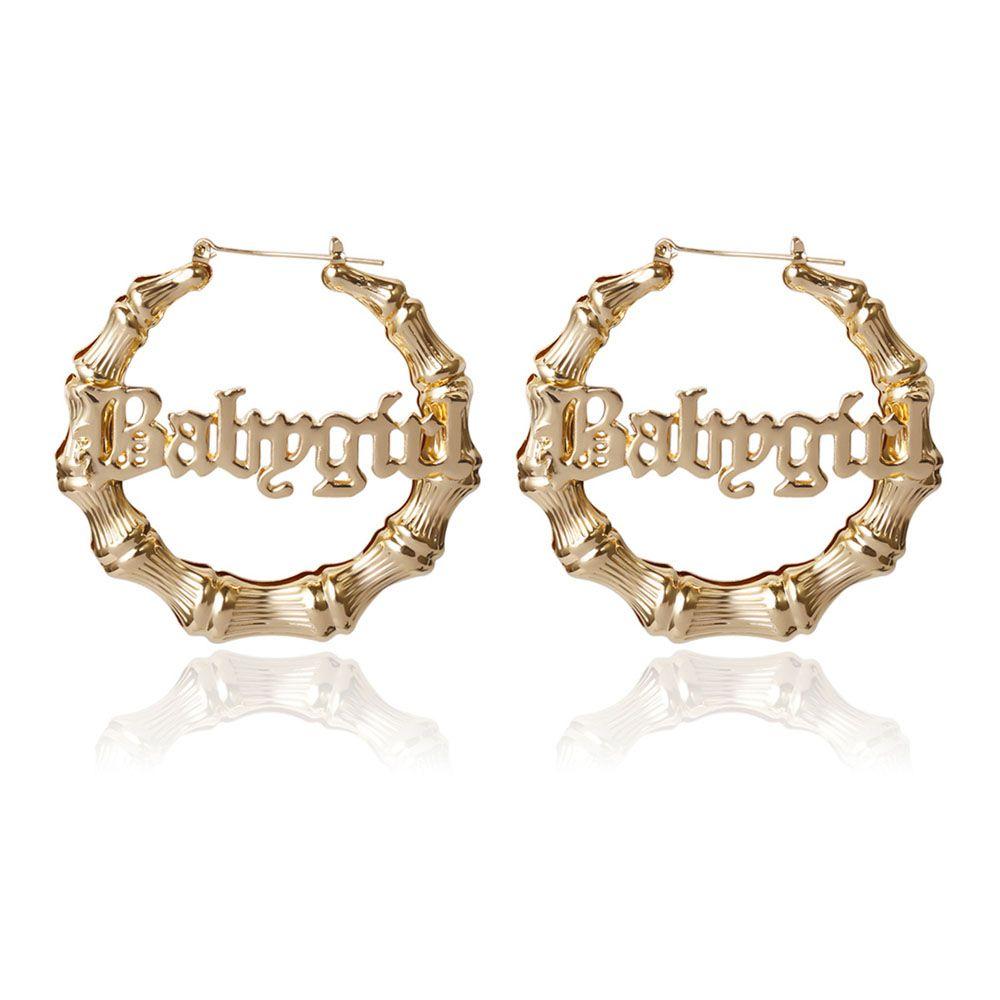 

Буква Бамбук Оверсайз Полые Подвесные Серьги Вечерние Украшения Модные Аксессуары Серьги-Кольца Circle