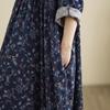 Spring Floral Print Vintage Maxi Dress Long Sleeve Loose Oversize Casual Basic Long Dress for Women Plus Size