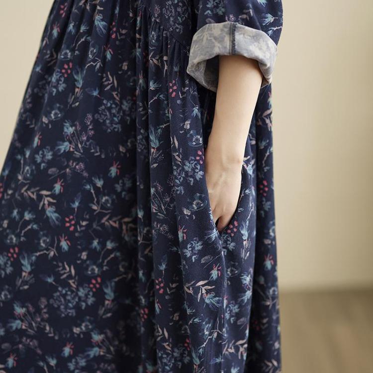 Spring Floral Print Vintage Maxi Dress Long Sleeve Loose Oversize Casual Basic Long Dress for Women Plus Size