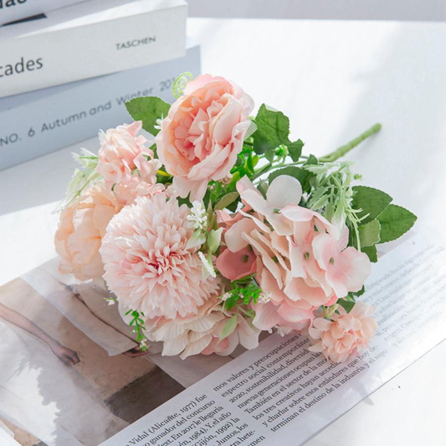 

Artificial Flowers 4 Bunches Silk Peony Hydrangea Valentine s Wreath Decora Gifts Home Room Garden Wedding Wreath Brial Bouquet 1 pc рожевий