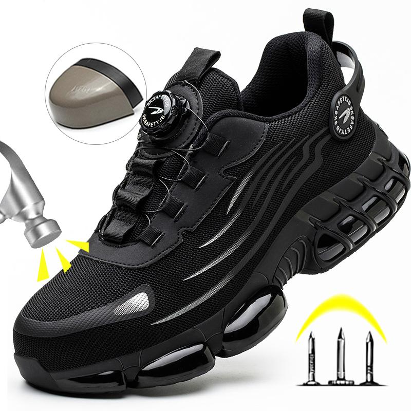 Rotating Button New Safety Shoes Women Anti-Smash Anti-Puncture Work Shoes Fashion Women Sport Shoes Security Protective Boots