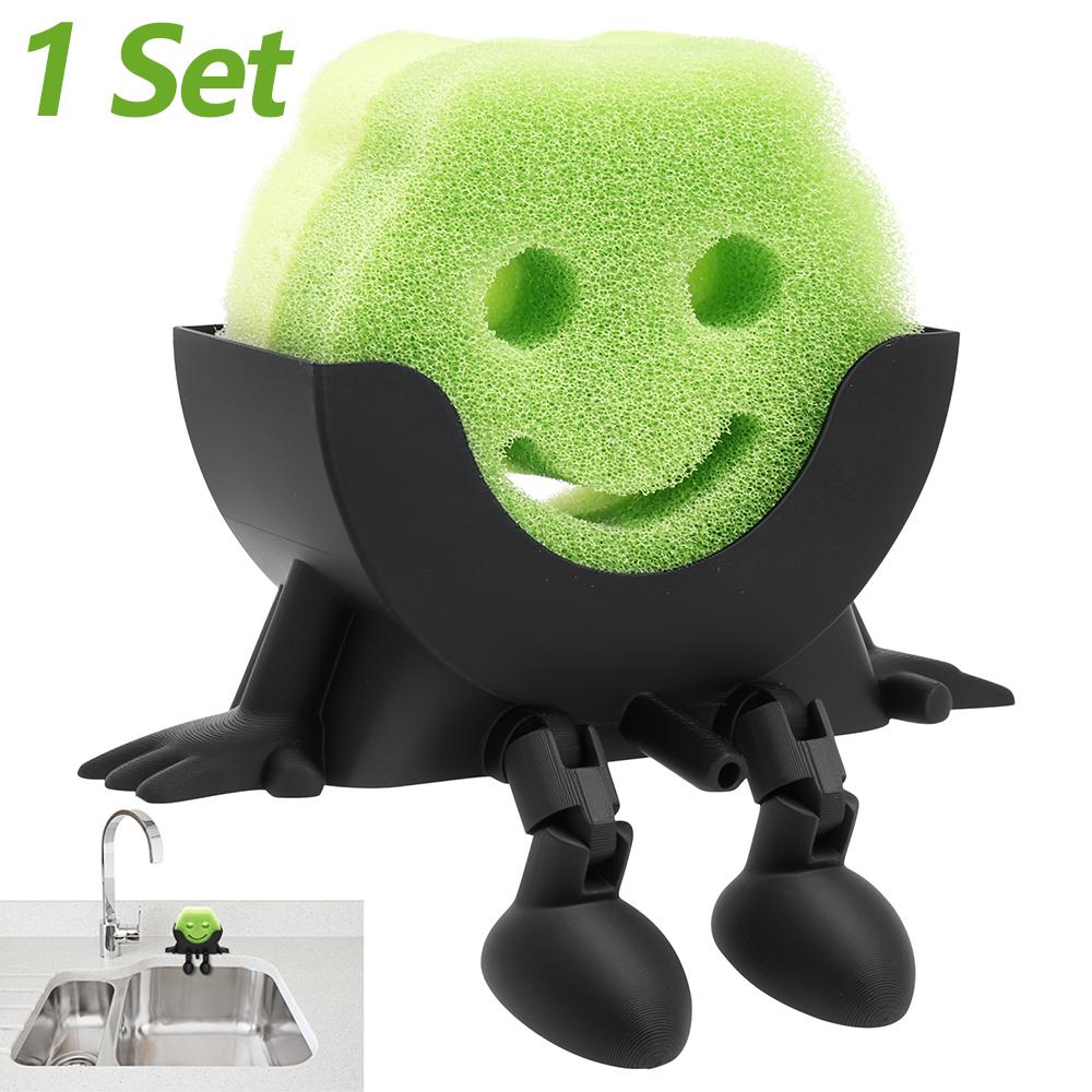 Sponge Holder Plastic Funny Countertop Drip Rack with Sponge Easy Cleaning 3D Printed Sponge Drainage Holder Kitchen Accessories