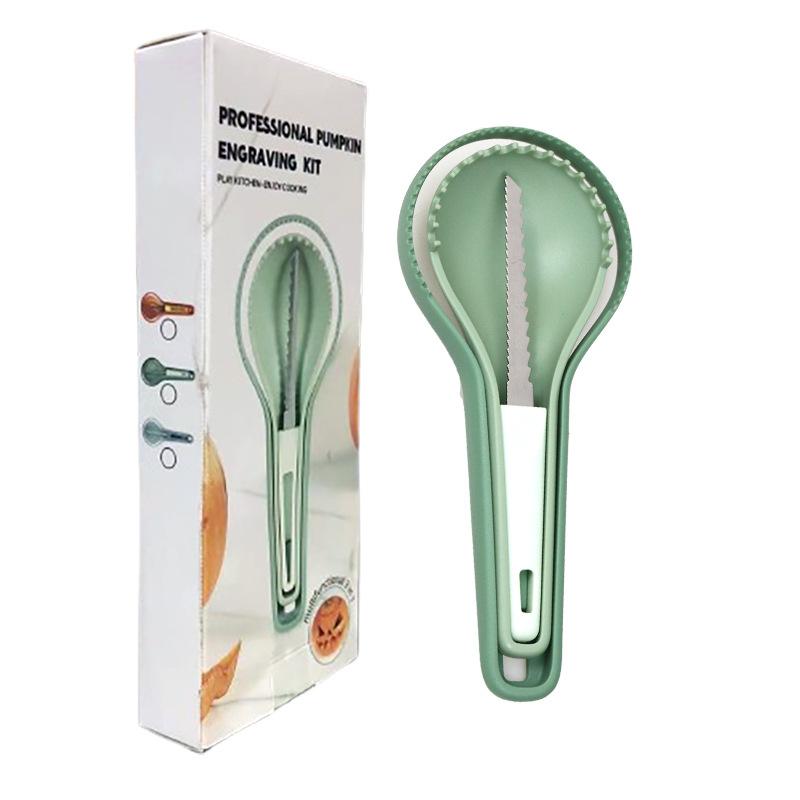 3-in-1 meloen- en fruitseparator, pompoensnijder, fruitvleesextractor, snijgereedschap, fruitkernverwijderaar, Halloween