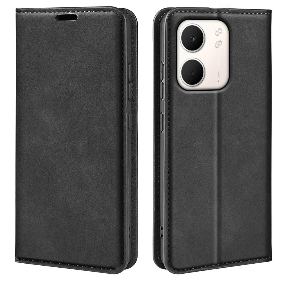 

For Oppo A5x 4G/Oppo A5x 5G Case Skin Touch Leather Wallet Phone Cover Black