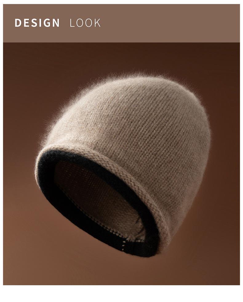 Unisex Cashmere Slouchy Beanie: Double-Sided Knit Hat for Autumn/Winter Warmth