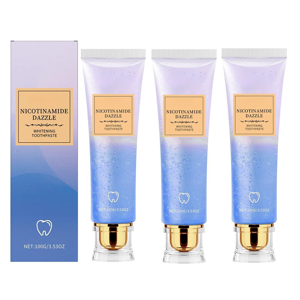 

Ніацинамід Коректор Зубна паста Відбілювання Зубів Видалення Плями Наліт Захист Емалі Зменшення Пожовтіння Зубів Освіжаючий Догляд за Порожниною Рта 3pcs
