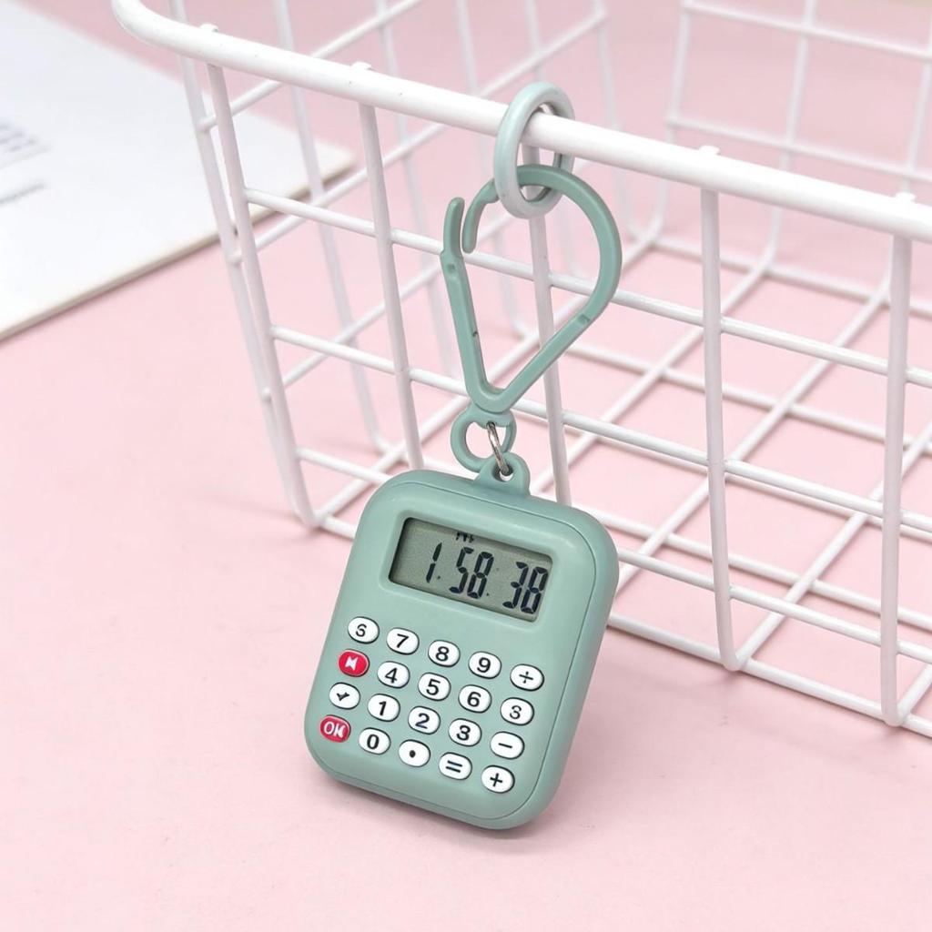 Student Mini Calculator Watch Pendant - Electronic Time Telling Clock Keychain