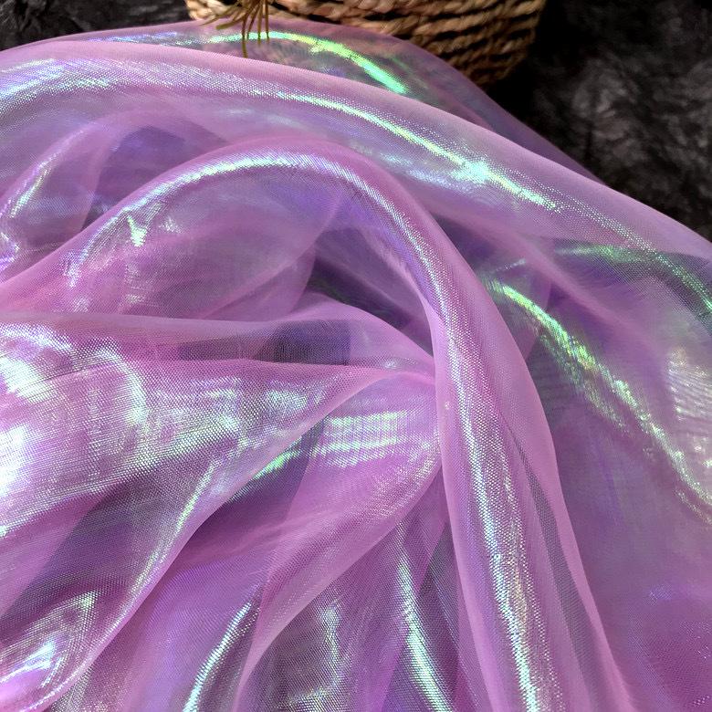 High-Density Iridescent Seven-Color Organza Fabric for Wedding and Stage Costumes
