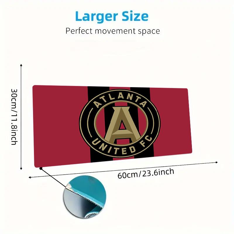 Atlanta United FC Druck Kissen Rutschfest Laptop Tablet Großes Mauspadd XXL Matte Mini-PC Spielmatte Mit Verriegeltem Rand