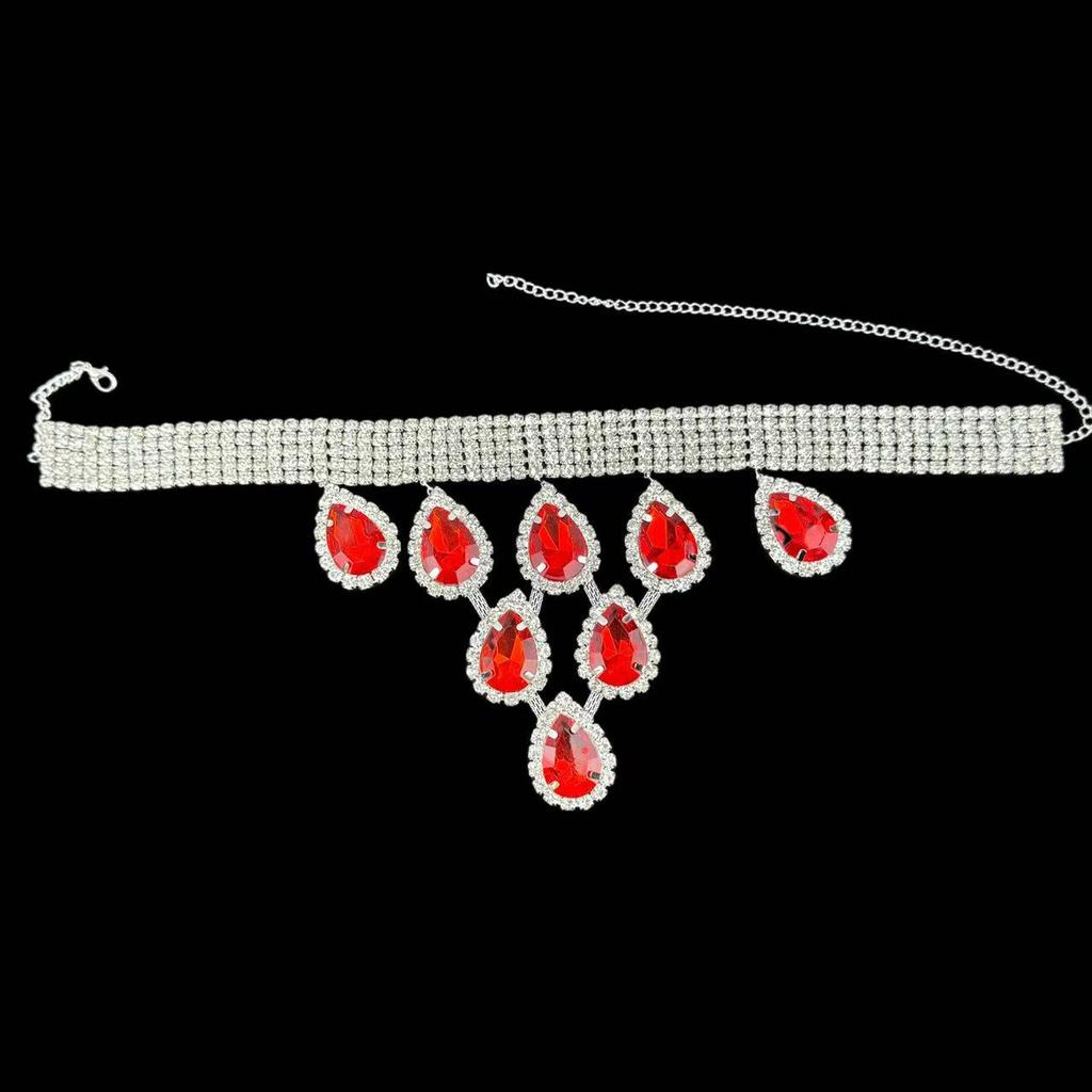 Cross-border explosive exaggerated multi-drain diamond large water drop pendant necklace necklace fashion luxury multi-color water drop necklace