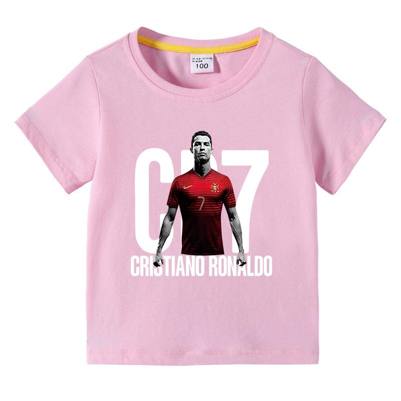 2026 Hot Selling Boys T-Shirt CR7 Football Print Short Sleeve O Neck Breathable Summer Casual Sports Kids Tops Tees