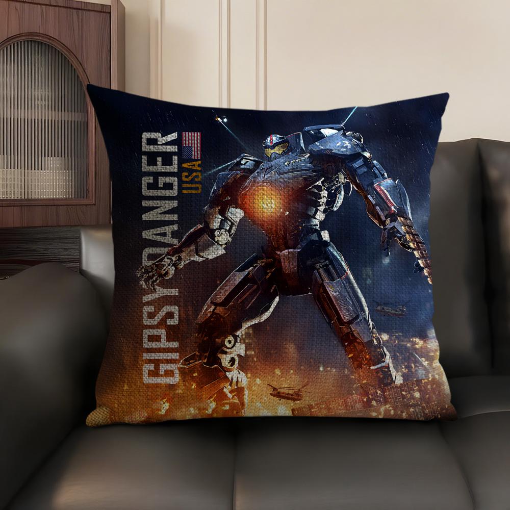 P-Pacific Rimm Movie Cushion Cover Natural Linen Organic Fabric Double-Sided Printing Sofa Home Decor Gift Pillow Case