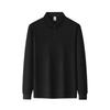 Men Solid White Long Sleeve Polo Shirt Plain Lapel Three Buttons Business Casual Basic Top