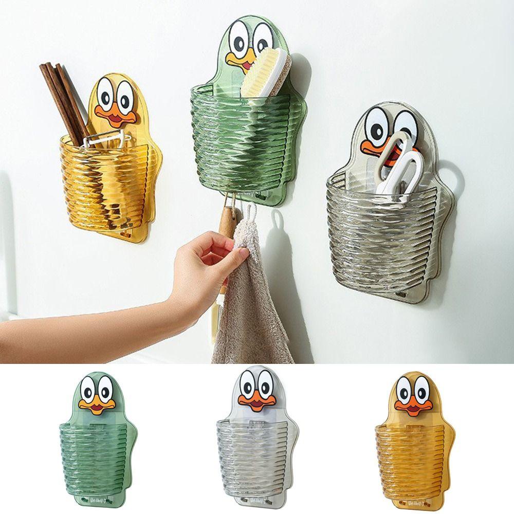 Self-adhesive Wall Toothbrush Holders Punch-free Drainage Storage Rack for Home