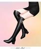 Mode Übergröße 35-42 Plateau Schuhe Damen Lederstiefel Plüsch Lang Herbst Winter Dicker Absatz Über Knie Slipper Botas De Mujer