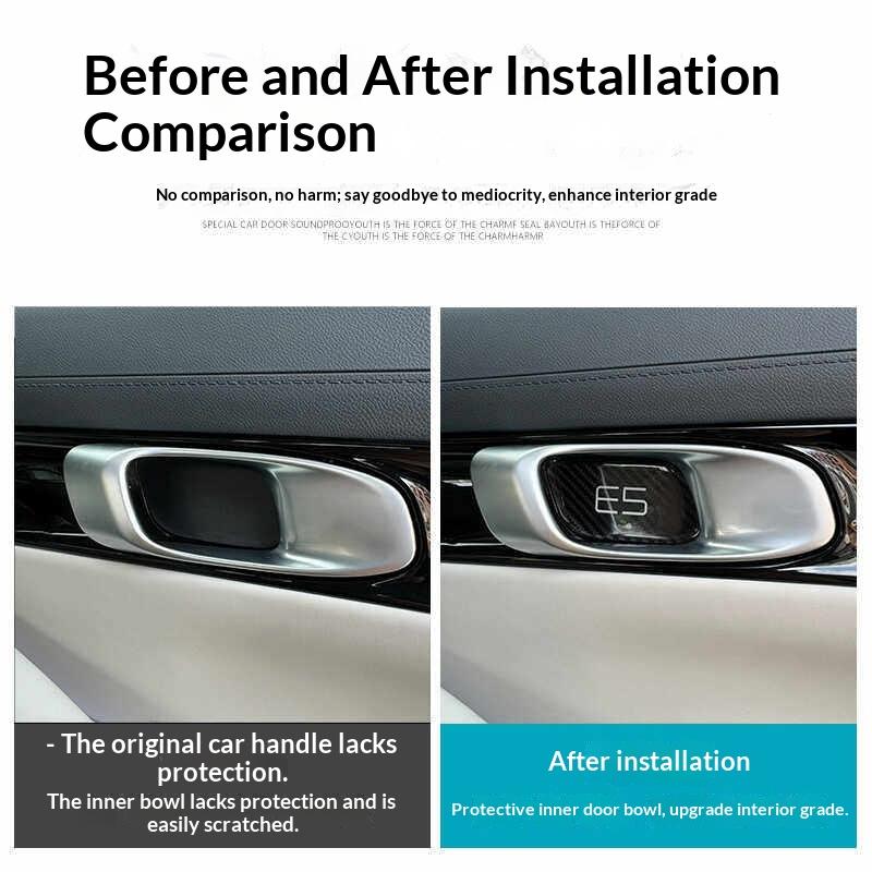 For Geely Galaxy E5/EX5 Car Inner Door Handle Anti Scratch Protection Epoxy Sticker Blackout Wear Resistant Door Switch Trim
