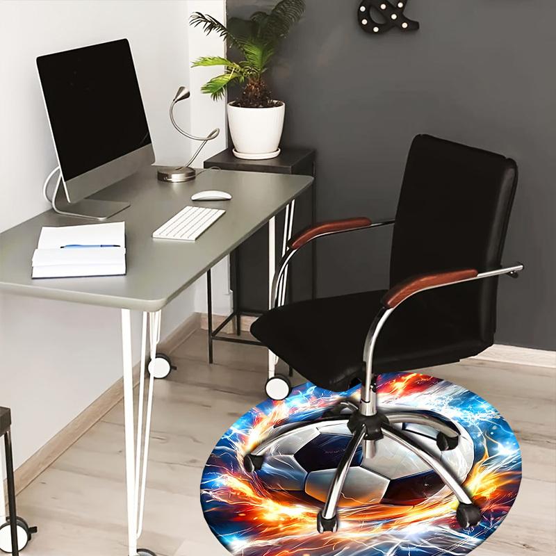 

1PC Soccer ball Fire Non-Slip Floor Round carpet, Office, family, bedroom, Large Area Rug Indoor Rugs, Durable PolyesterH0388 80cm by 80cm