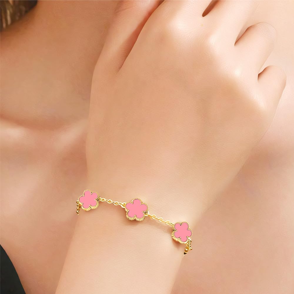 Fashion Flower Stainless Steel Bracelets For Women Trendy Gold Color Metal Bracelet Party Birthday Daily Cute Romantic Jewelry