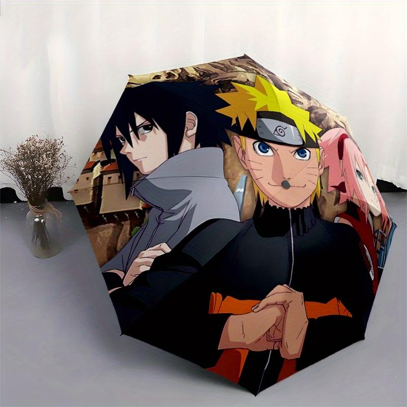1pc Naruto, Sasuke & Sakura: Anime Characters Automatic Opening Umbrella - Portable 3-Fold Design with Iron Frame - Outdoor, for Fans, Travelers,