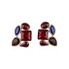Silver Needle Vintage Diamond-Encrusted Water Drop Square Stud Earrings - Retro Geometric Light Luxury Earrings for Women