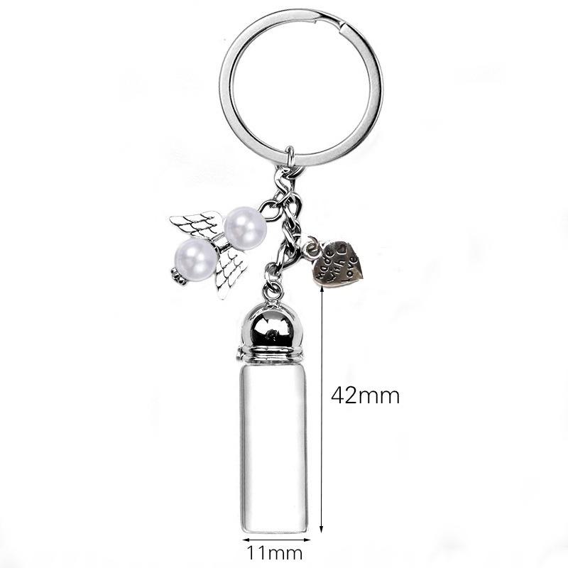 Chaveiro de Garrafa Vazia de Vidro Pingente Transparente Frascos de Óleos Essenciais Perfume Mini Garrafa dos Desejos Chaveiro Para Artesanato DIY