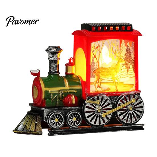 Snowy Christmas Night Ornament Train Snow with Light, Battery Powered Winter Desktop Decor Decoration, Swirling Glitter Decor, Lighted Tabletop