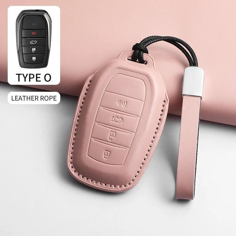 PU Car Remote Key Case Cover For Toyota Fortuner CHR Hilux Camry Land Cruiser 200 RAV4 Highland Corolla Crown Keychain Holder