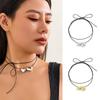 Elegant Heart Pendant Neck Chain Adornment Unique Bowknot and Heart Pendant Necklace Simple Clavicular Chain Accessory