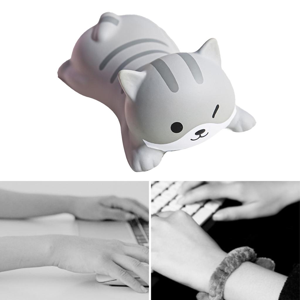 Maus Handgelenkauflage Niedliches Cartoon Tier Bequem Ergonomisch Dekompressions Handgelenkstützpolster für Zuhause Büro Graue Katze