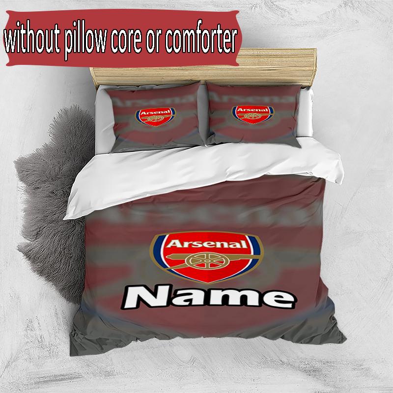 3pcs Duvet Cover Set (1*Duvet Cover + 2*Pillowcase, Without Core), Custom Name football team F.C Pattern Bedding Set, Home Bedroom Decor Gift