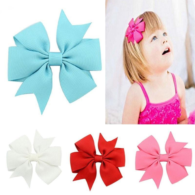 Trendy 12PCS Colorful Bowknot Hairpin Kids Baby Girls Hair Bow Clips Barrette