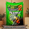 Custom Name Personalized Plants vs. Zombies Print Blanket, Home Decor, Bedroom, Sofa, Camping, Couch, Gifts for Birthday Christmas