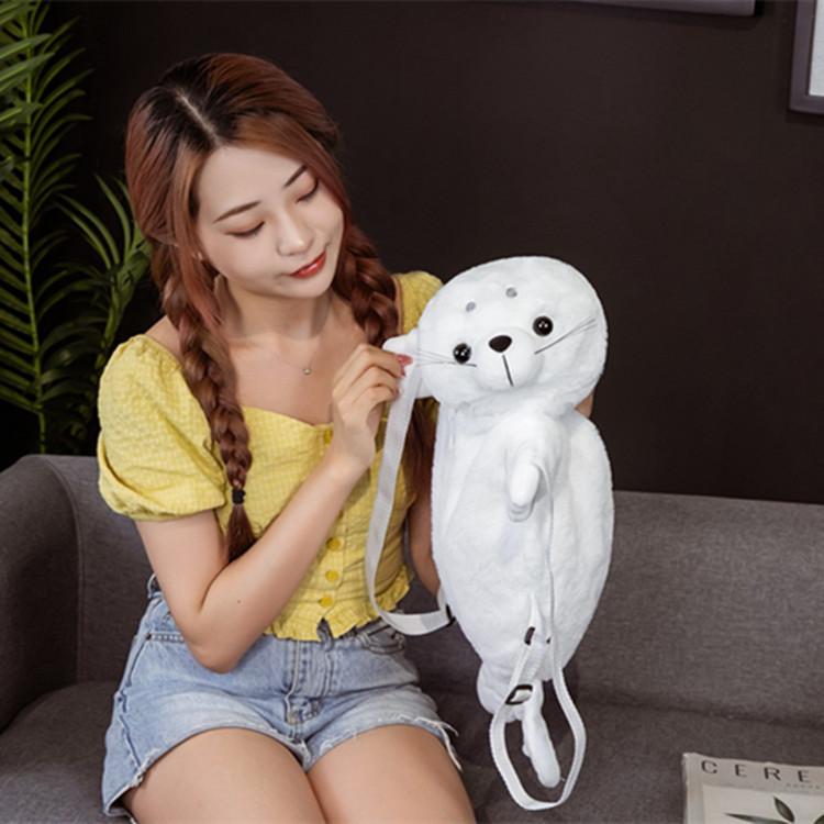 Cute Animal Seals Plush Backpack For Kids Girls Cartoon Cotton Stuffed Toy School Bag