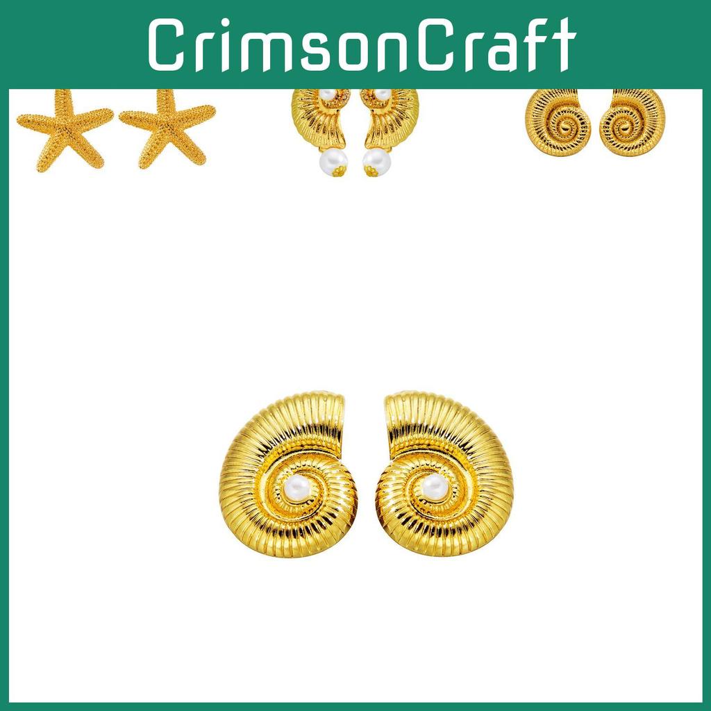 Retro Beach Vacation Alloy Earrings With Starfish And Shell Pendants Natural Fresh Sweet Style