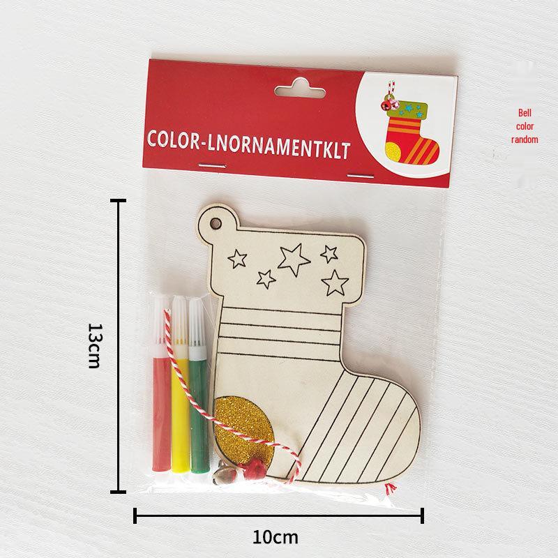 Christmas DIY Cartoon Wooden Easel: Creative Colorful Doodle Board Hanging Decoration