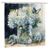 1pc White Hydrangeas Jar Print Shower Curtain, Durable Polyester, Easy Clean, for Bathroom Decor