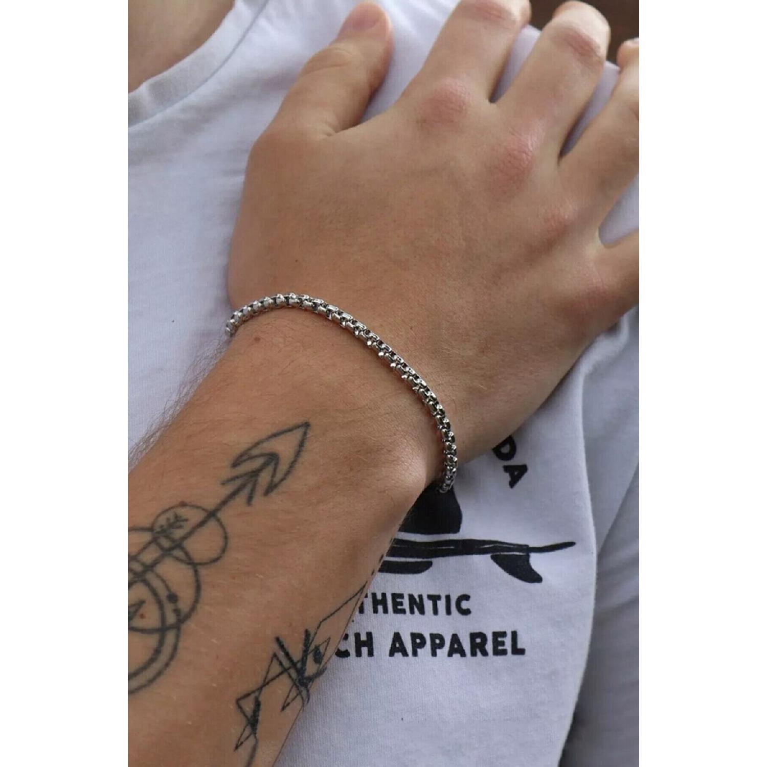 

Чоловічий в язаний ланцюжок, посріблений браслет