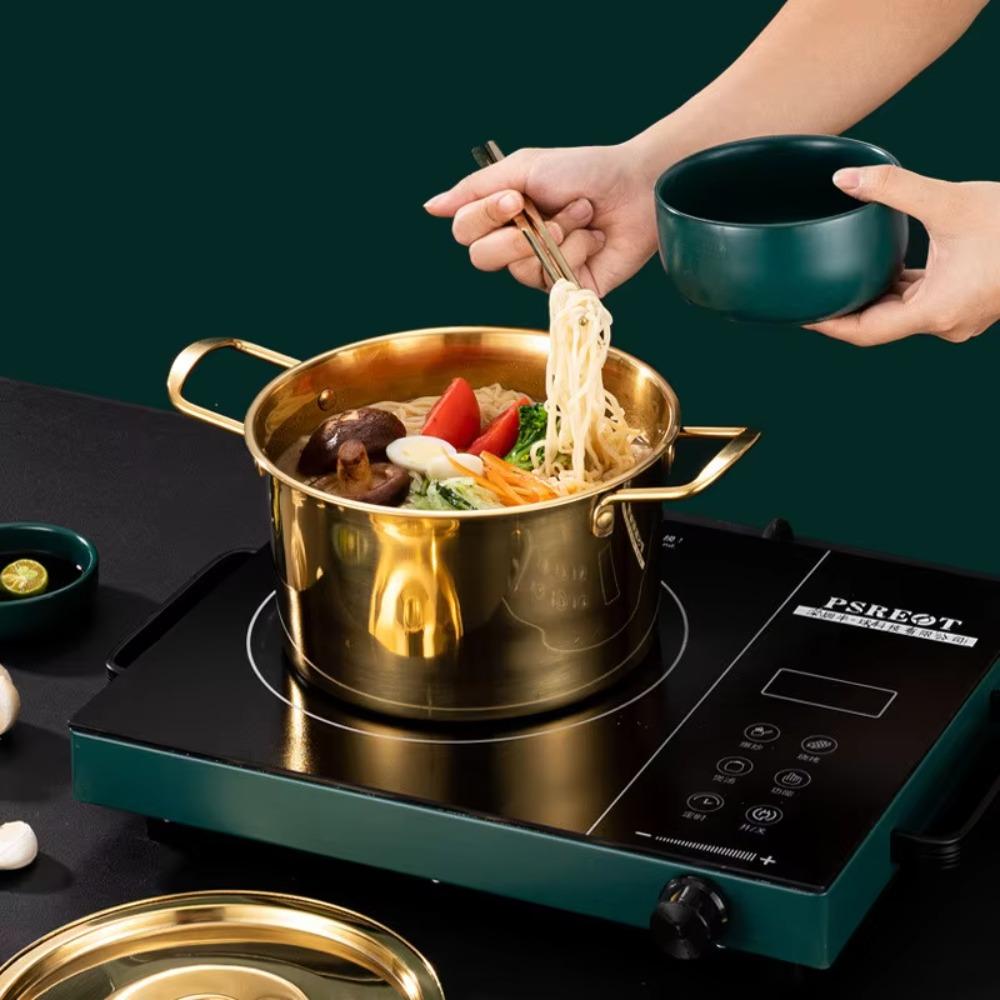 Stainless Steel Korean Ramen Pot Deepened Stew Pot Multipurpose Noodle Cooker  Porridge